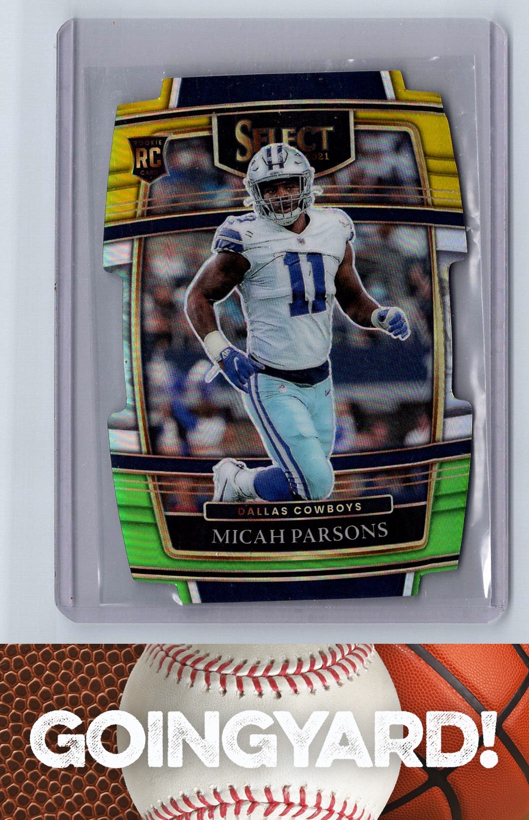 2021 Panini Select Green and Yellow Prizm Die Cut #85 Micah Parsons RC