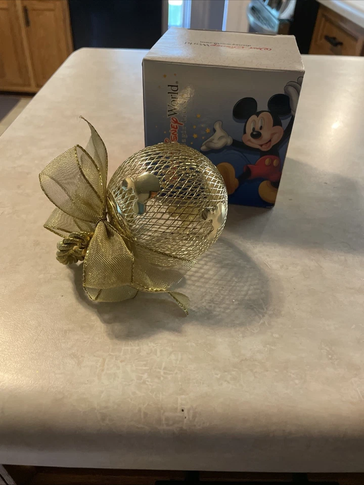 Disney World Christmas Ornament Gold Mesh Ball Mickey Mouse Ears Potpourri - Image 3 of 4