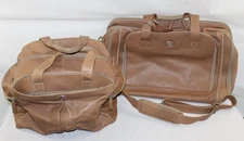 Set of 2 Lexus Pebble Beach Tan Leather Garment Bag w/Shoulder Strap & Carry On