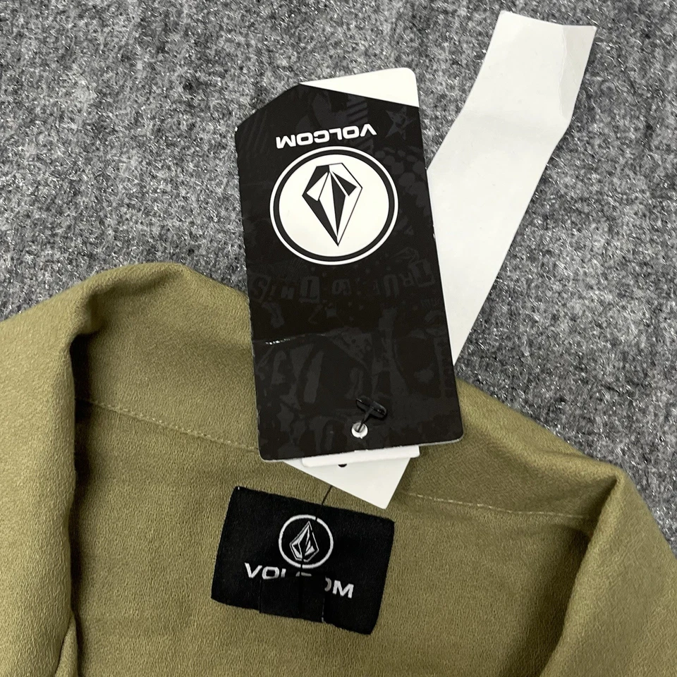 Volcom Button Up Shirt Mens Medium Green Camp Collar Pocket Short Sleeve New - Image 4 of 4