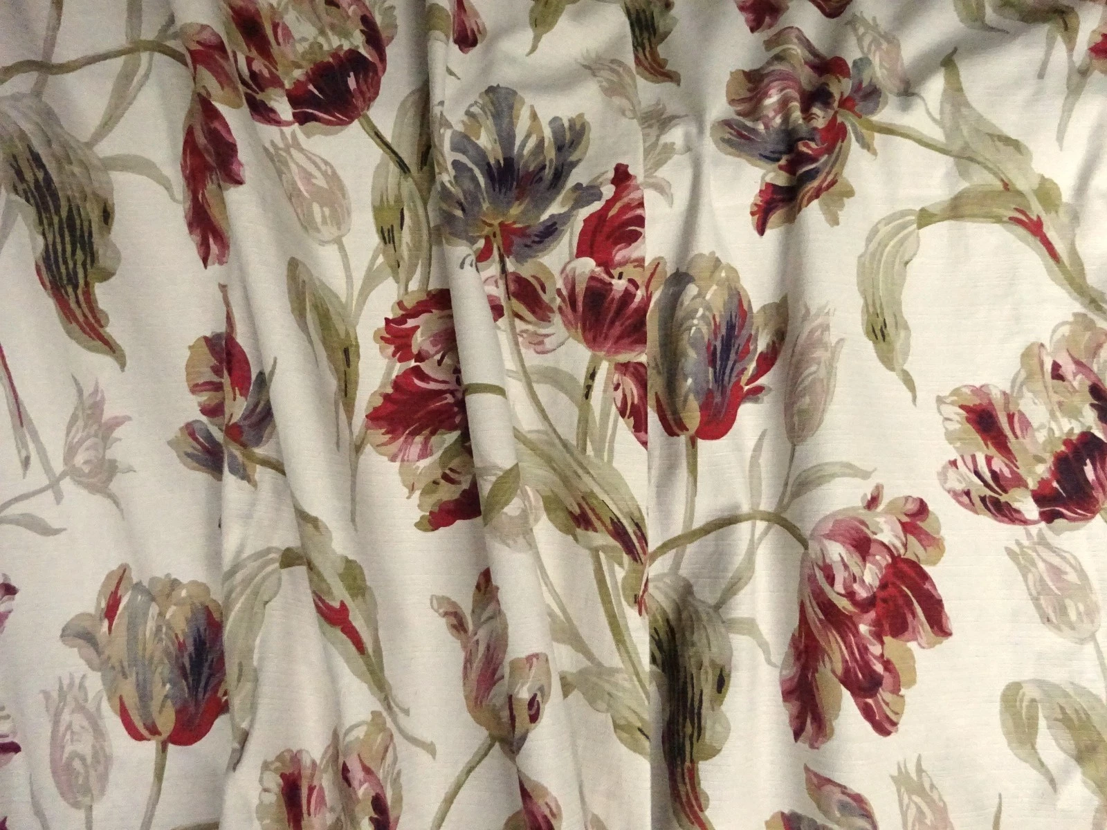 Long Vintage Laura Ashley 'Gosford' Cotton Linen Blend Curtains 86"L x 64"W