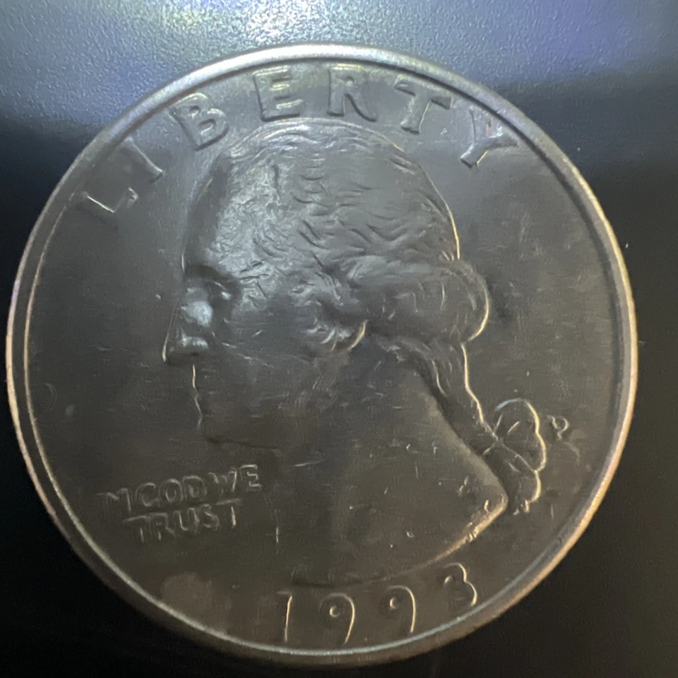 Cuarto de cuarto P Washington 1993 con borde de cobre liso Dd Ddo Foto 3 de 4