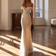 Floral Appliques Wedding Dress Fantasy Pearls Heart-shaped Glitter Bride Gown