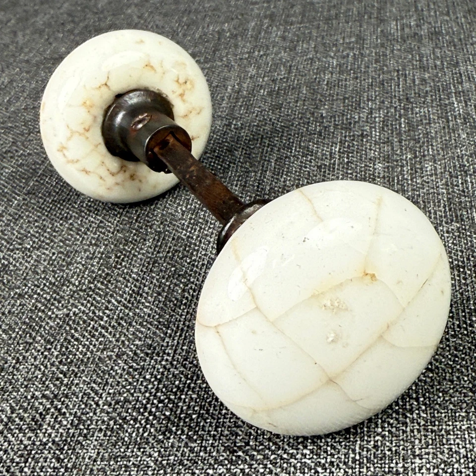 Antique Victorian Porcelain Door Knob Set with Mortise Lock Vintage Hardware - Image 3 of 4