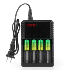 4pcs SkyWolfEye 16340 Battery 3.7V 1800mAh Rechargeable Cell + 4 Slot Charger