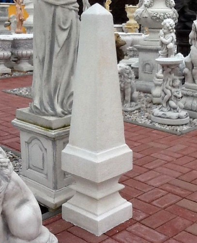 Obelisk-Pinienzapfen-105-cm-Gartenfiguren-Steinguss-Pfeilerkrone-Gartendeko