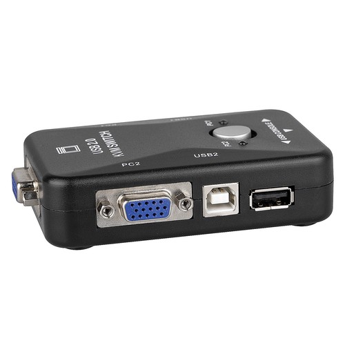 KVM Switch 2 Port Share Monitor Keyboard Mice Printer PC Control Hub USB Cable - Afbeelding 4 van 12