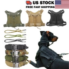 Military Tactical Dog Vest Leash Collar Work Dog Harness with Handle Heavy Duty