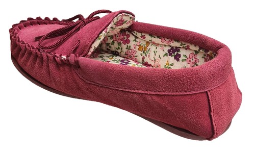 Ladies Mokkers Moccasin Slippers Lily Suede Comfy Floral Lined Indoor Shoe UK3-9 - Picture 6 of 52