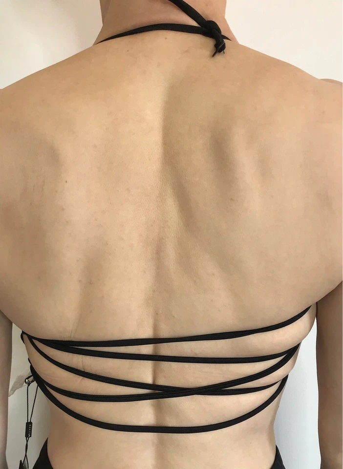 Rusty NUEVO Top Tubo Bikini Talla 8 “Blaze” Negro Marrón PVP $45.99, Etiqueta de Diseñador Foto 3 de 4