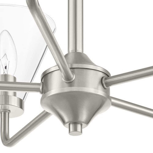 Hampton Bay Myles Reversible 5-Light Chandelier Brushed Nickel Clear Glass Shade - Picture 4 of 7