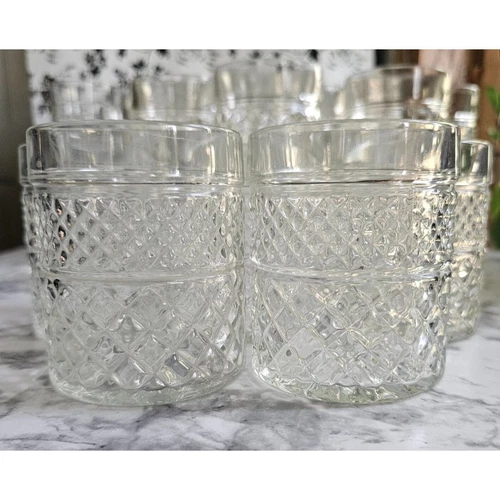 GORGEOUS Vintage Anchor Hocking Quilted Diamond Glass SET Of 22 Mug, Low Ball