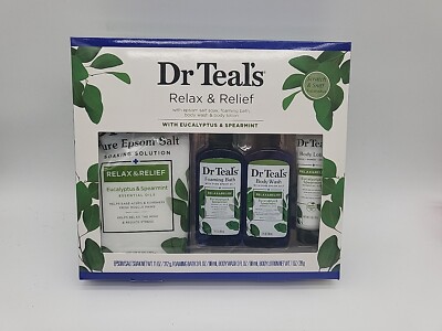 Dr Teal's Relax & Relief Eucalyptus & Spearmint Epsom Salt 11oz & Foaming Bat...