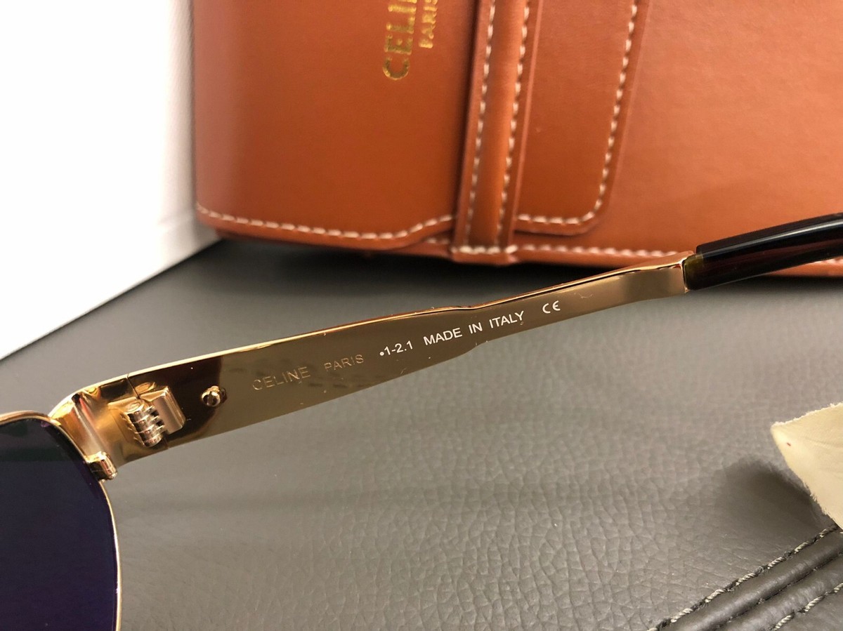 Celine CL40235U 30N Triomphe Metal Oval Sunglasses Gold