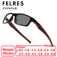Men Photochromic Myopia Nearsighted Glasses Sports Square Outdoor Sunglasses New