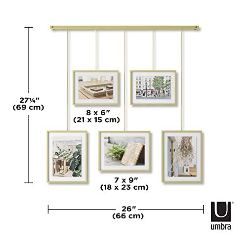 Umbra Exhibit Cornici multifoto stile galleria, Acciaio, Ottone opaco, 5 Cornici - Foto 2 di 4