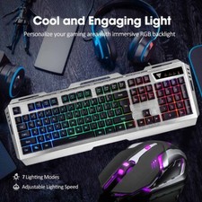 RGB Gaming Keyboard Backlit Mouse Combo, USB Wired, LED Gaming Set for Laptop