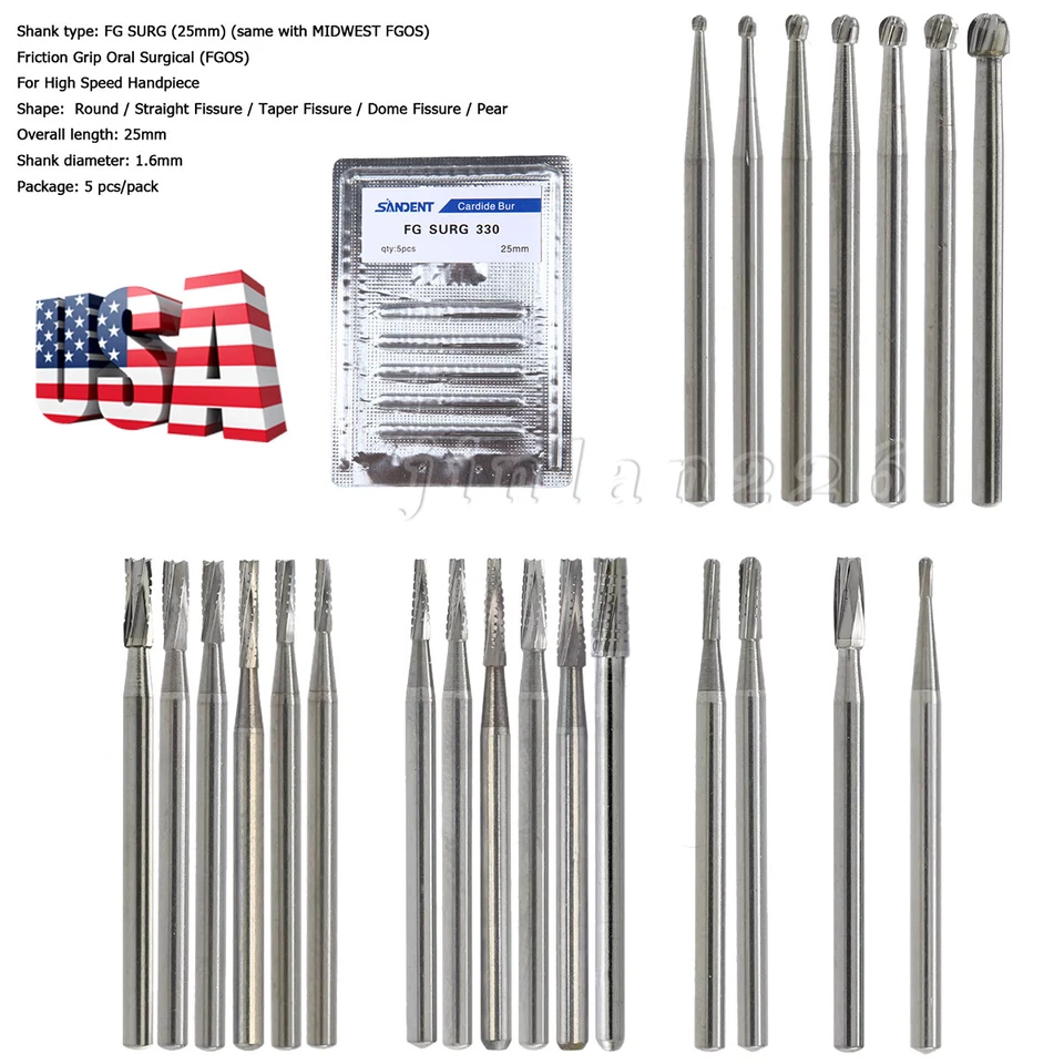 Empuñadura de fricción dental (quirúrgica) de carburo de tungsteno Bur FG para pieza de mano de alta velocidad Foto 3 de 4