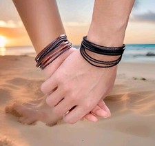 100 Hand-Woven Leather Braided Rope Bracelet Wristband Men Women USA SELLER 8-4