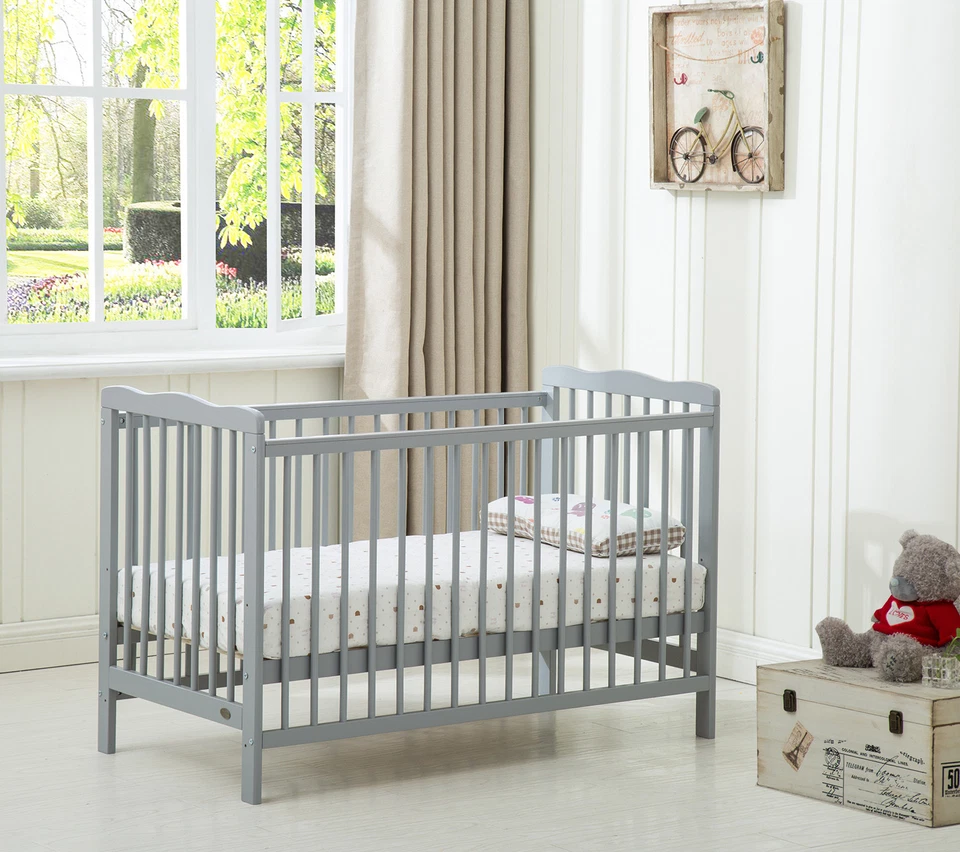 MCC® Grey Brooklyn Baby Cot Crib with Water repellent Mattress & Wheeled Drawer - Image 3 of 4