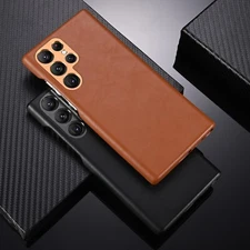 For Samsung Galaxy S23 Ultra S22+ S22 Luxury Genuine Leather Back Case Cover