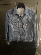 Vintage Gitano Silver Studded & Rhinestone Boutique Denim Jean Jacket | Large