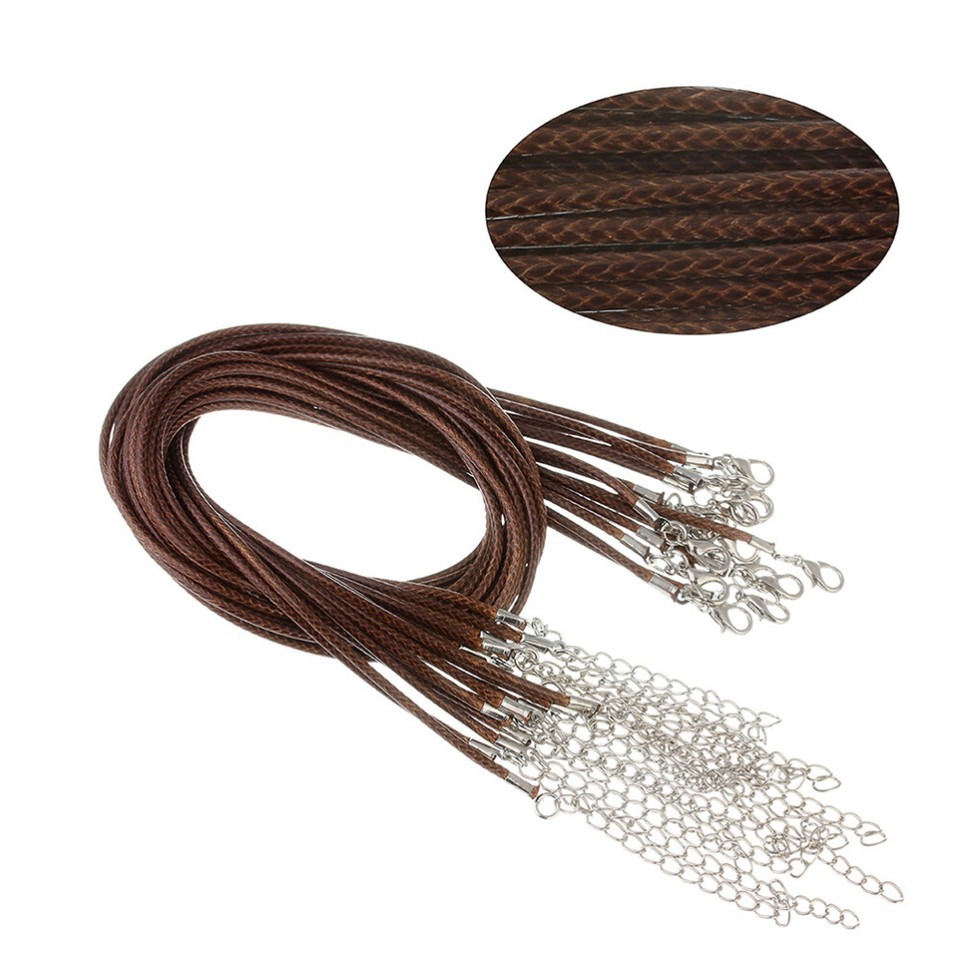 2x Geflochtene Leder-Halskette - Schwarz 45-60cm