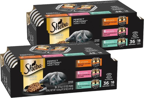 12Pk 36serving Sheba Perfect Portions Wet Cat Food Cuts in Gravy Variety Pack