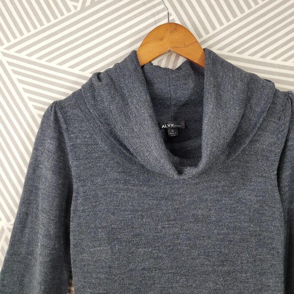 Alyx свитер платье размер средний колена длины серый капот насмешливый шеи подходит Расклешенный серый - Изображение 2 из 4