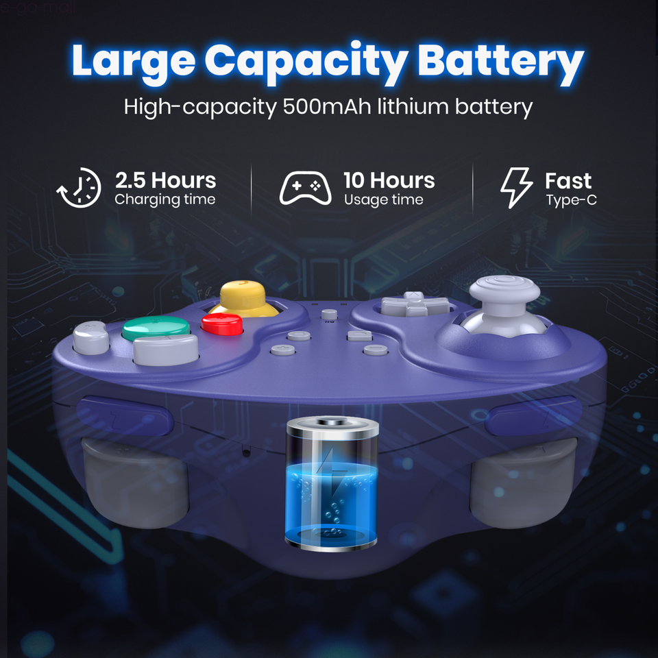 With Rumble Icon Controller 2.4G Wireless NGC Rumble Controller for Switch 1/2 Gamecube /PC/MAC ...