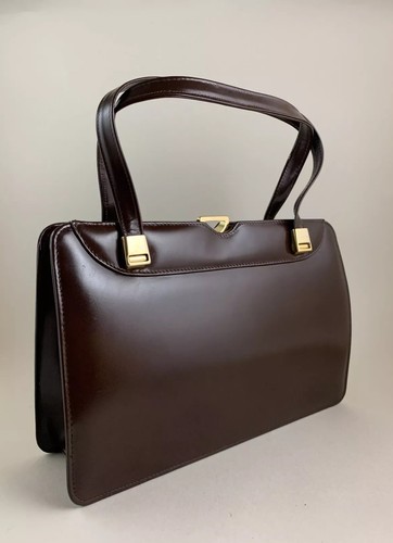 Czarina Large Brown Calf Leather 1950s Vintage Handbag Buff Suede LIning & Box - Picture 2 of 24