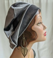 Oversize Silver Gray Velvet Beret, Floppy Slouchy Beret