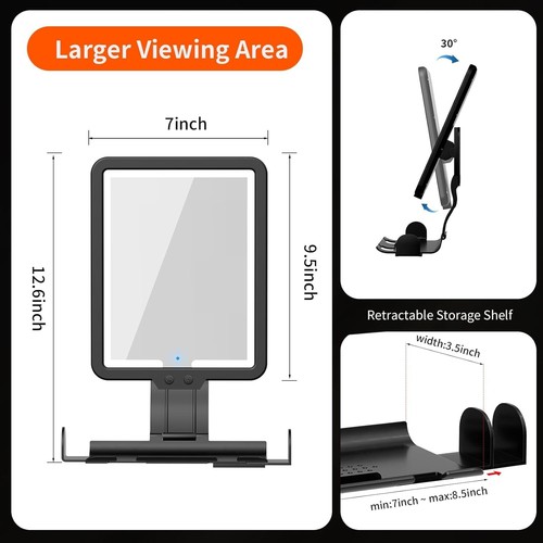 Rechargeable Fog-Free Shower Shaving Mirror with Adjustable Lighting & Storage - Picture 7 of 10