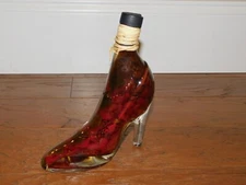 VNTG! Sealed Art Glass High Heel Shoe Bottle Infused Vinegar Peppers Kitchen