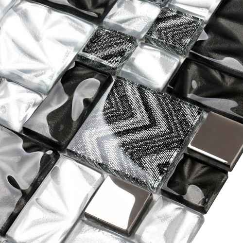 Küche Backsplash Fliese 5 Blatt, schwarz quadratisch Glas Mosaik Fliesen für Badezimmer - Bild 6 von 9