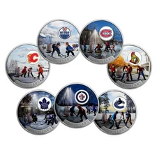 Full set of 7 coins NHL® Hockey Teams: Passion to Play – 1/2 oz. Pure Silver 