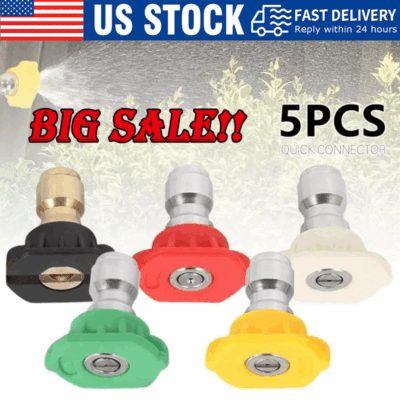 #ad 5pcs Pressure Washer Spray Tips Nozzles High Power Kit Quick Connect 1 4quot; Set $5.88