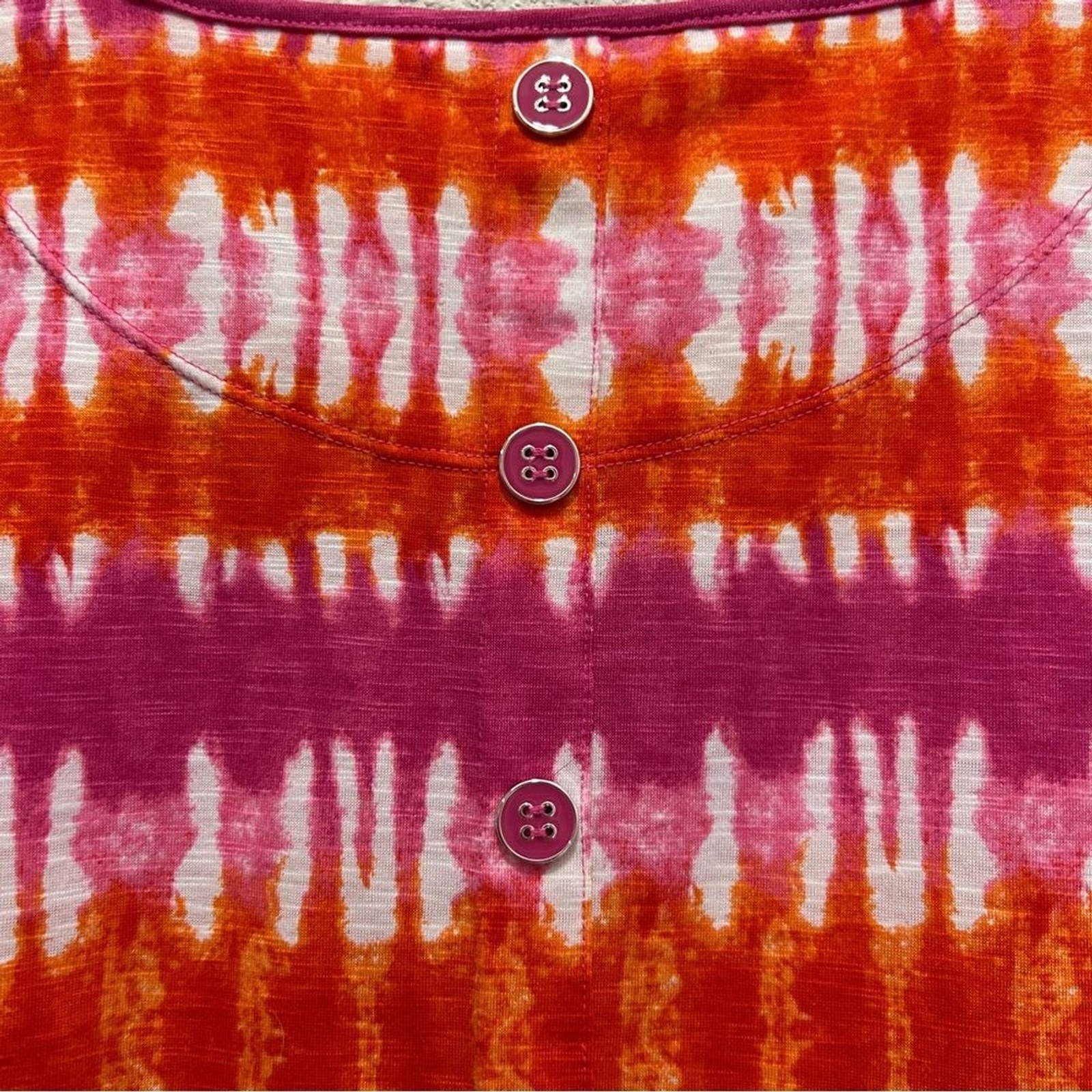 Multiples Orange and Magenta Button Back Detail T… - image 5