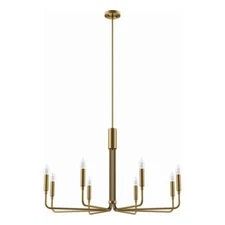 Modway Rekindle 8-Light Iron Metal Chandelier in Satin Brass