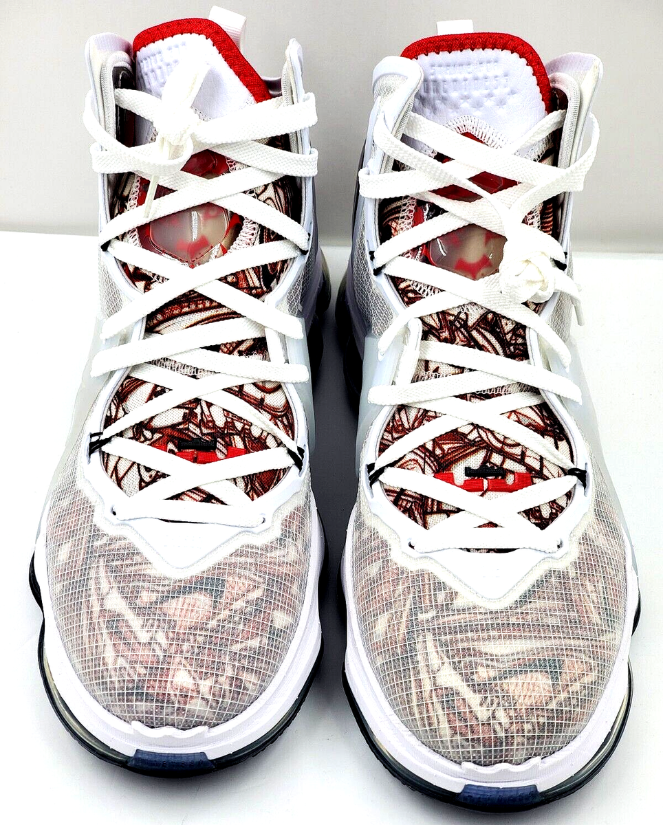 Nike LeBron XIX 19 Sketch White UNIVERSITY Red Mens Size 10 CZ0203