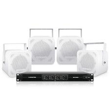 Sound Town 4-Ch 4800W Amp, 4 x Installation Louderspeakers, White CARME-105WNIX