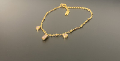 Gold rosa Edelstein Armband, vergoldetes Armband