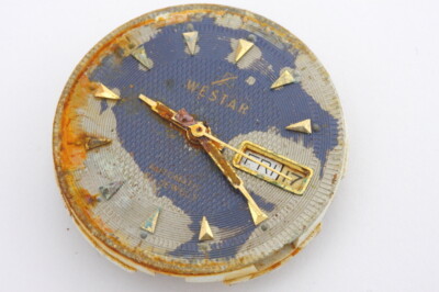 Westar automatic movement and dial, rusty, poor dial, for repairs or parts-12329