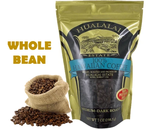☑️100% HAWAIIAN COFFEE HUALALAI ESTATE Kona Hawaii 7oz WHOLE BEAN Pesticide Free