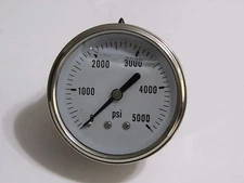  Pressure Gauge 0-5000 PSI, Liquid Filled 2.5” Stainless Steel  1/4"  NPT CBM