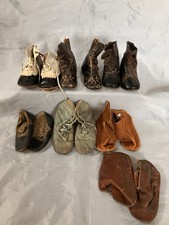 6 Pair 2 Individual Primitive Antique Victorian Children/Doll Leather Shoes