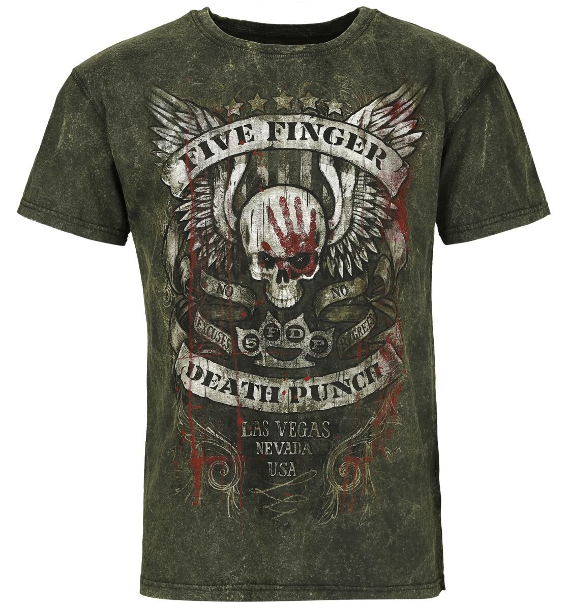 Футболка с надписью Five Finger Death Punch от Herren No Regrets grau/braun Band-Товары, Группы