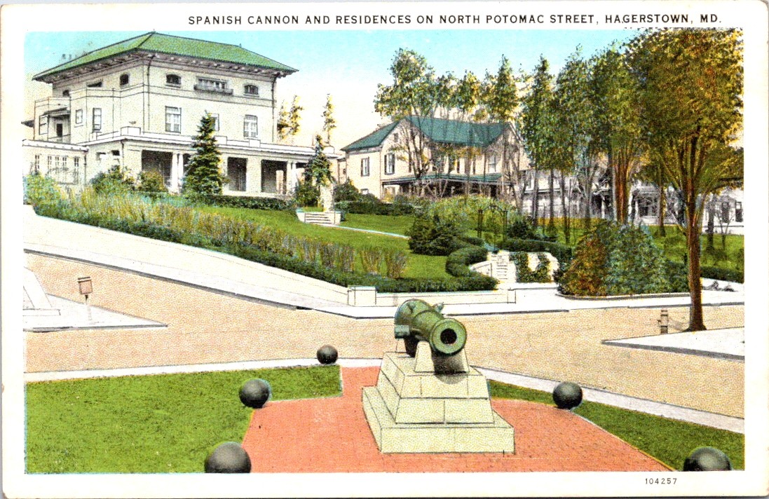 Spanish Cannon & Residences, North Potomac Street, HAGERSTOWN, Maryland Postcard