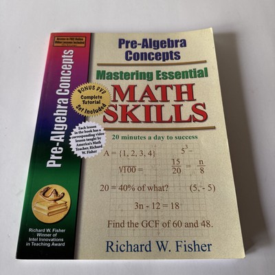 Pre-Algebra Concepts 2nd Edition Mastering Essential Math Skills Textbook Good