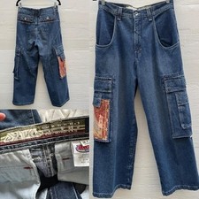 vintage Y2K JNCO Shadow Gear Mind Implosion Custom Cargo Jean 31x30 USA wide leg